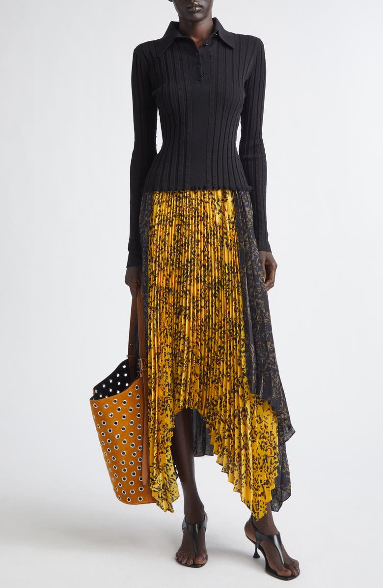 Proenza Schouler Monet Fine Bobble Knit Long Sleeve Top, Alternate, color, Black