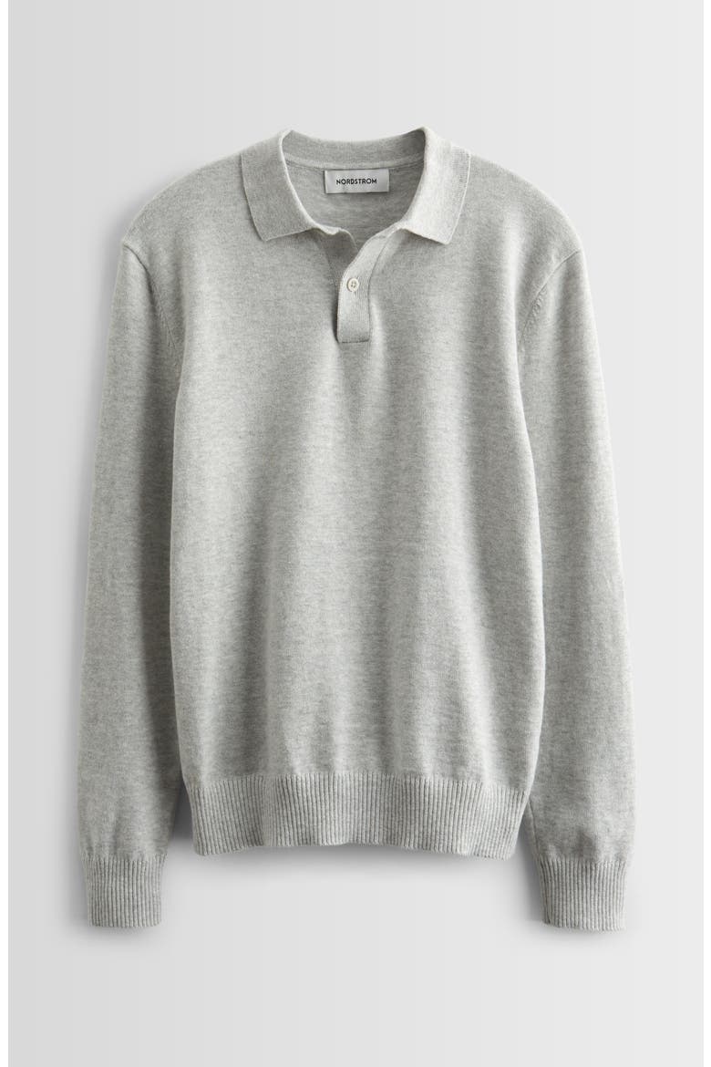 Kids' Cotton Polo Sweater, Main, color, GREY LIGHT HEATHER