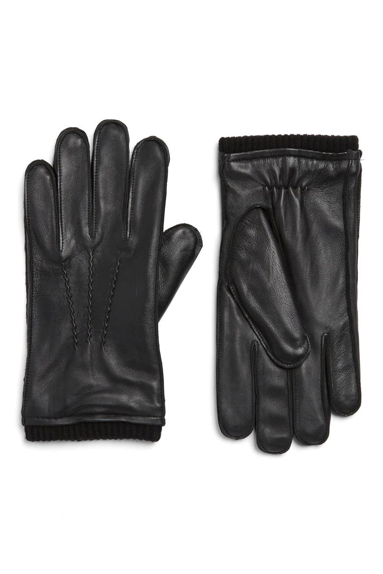 Boxed Leather Gloves, Main, color, BLACK