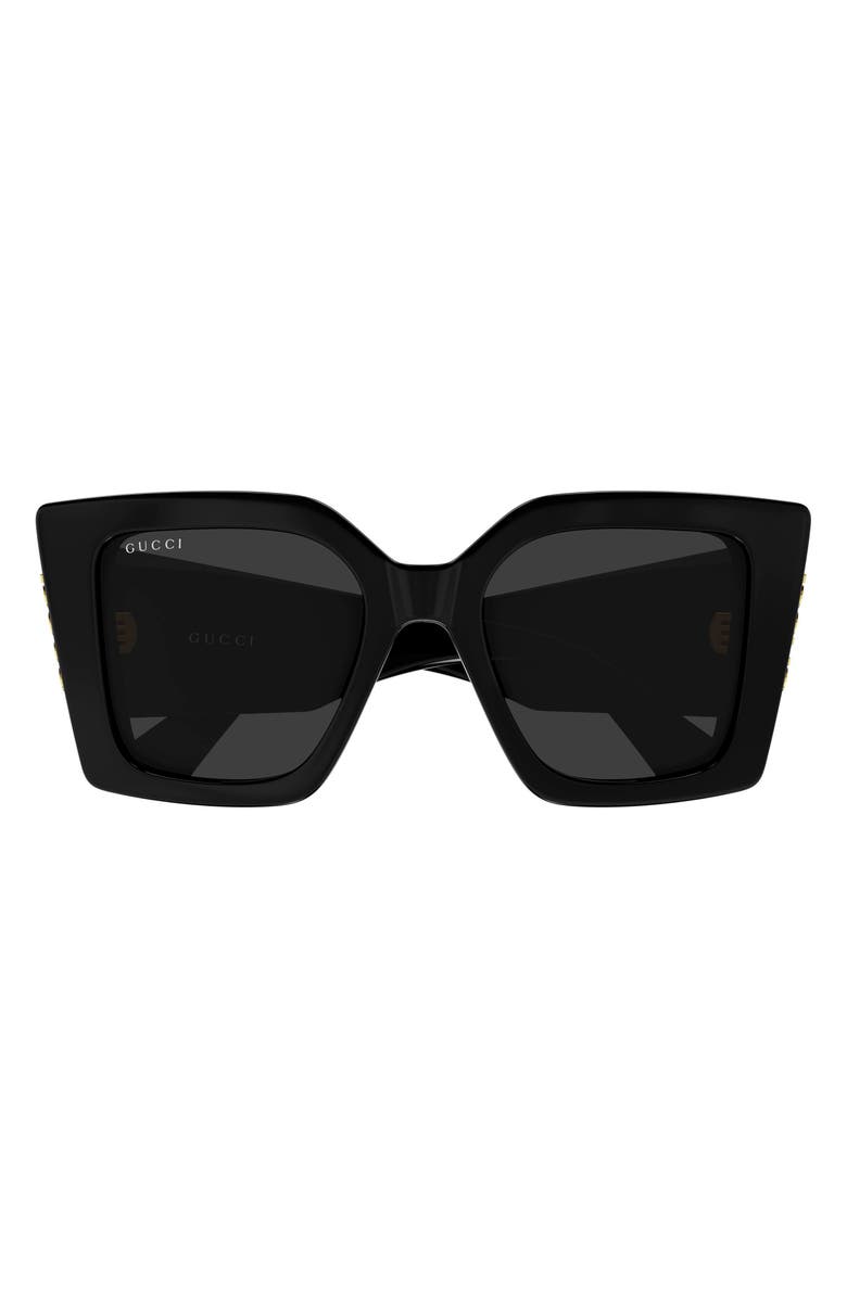 Gucci 51mm Butterfly Sunglasses, Main, color, Black