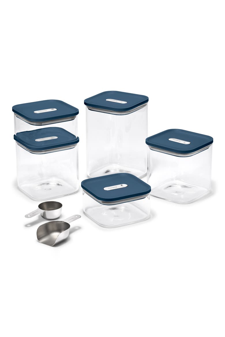 Set of 5 Airtight Storage Containers, Main, color, NAVY