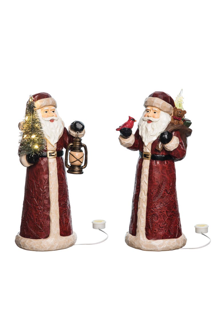 Light-Up LED Santa Figurine Set of 2, Alternate, color, Red