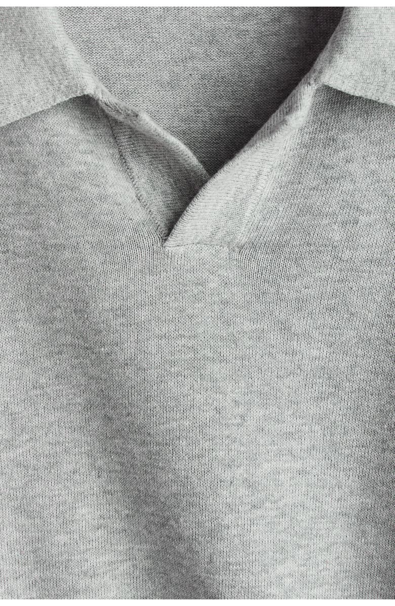 H&M Fine-knit cotton polo shirt, Alternate, color, Light Gray Melange