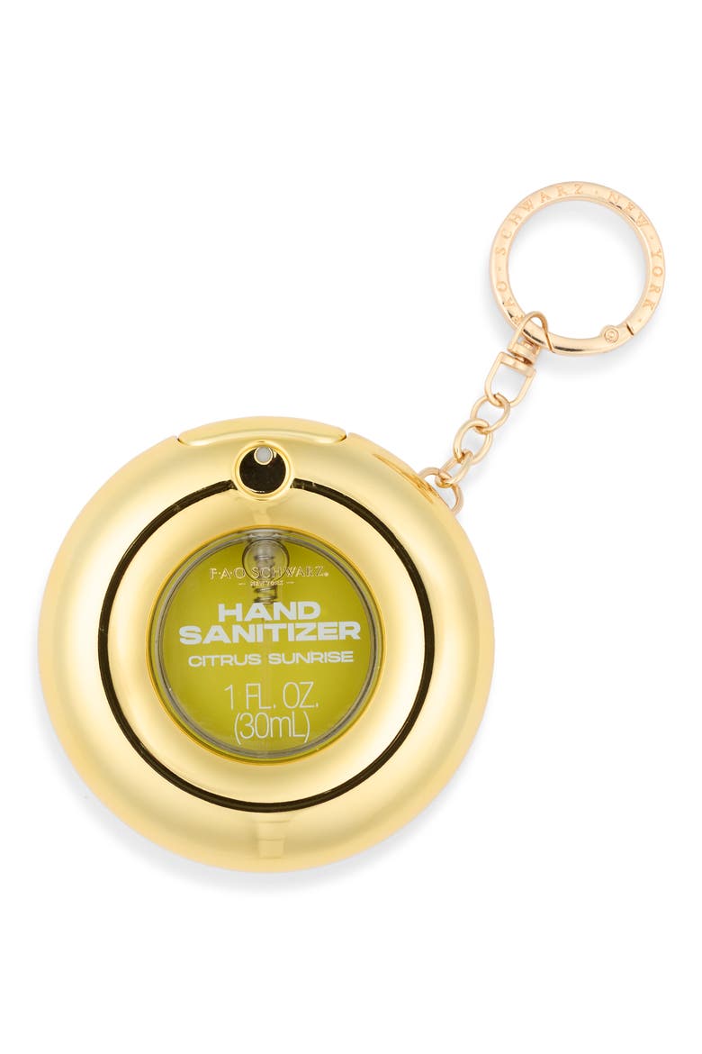 Citrus Sunrise Hand Sanitizer Keychain, Main, color, GOLD
