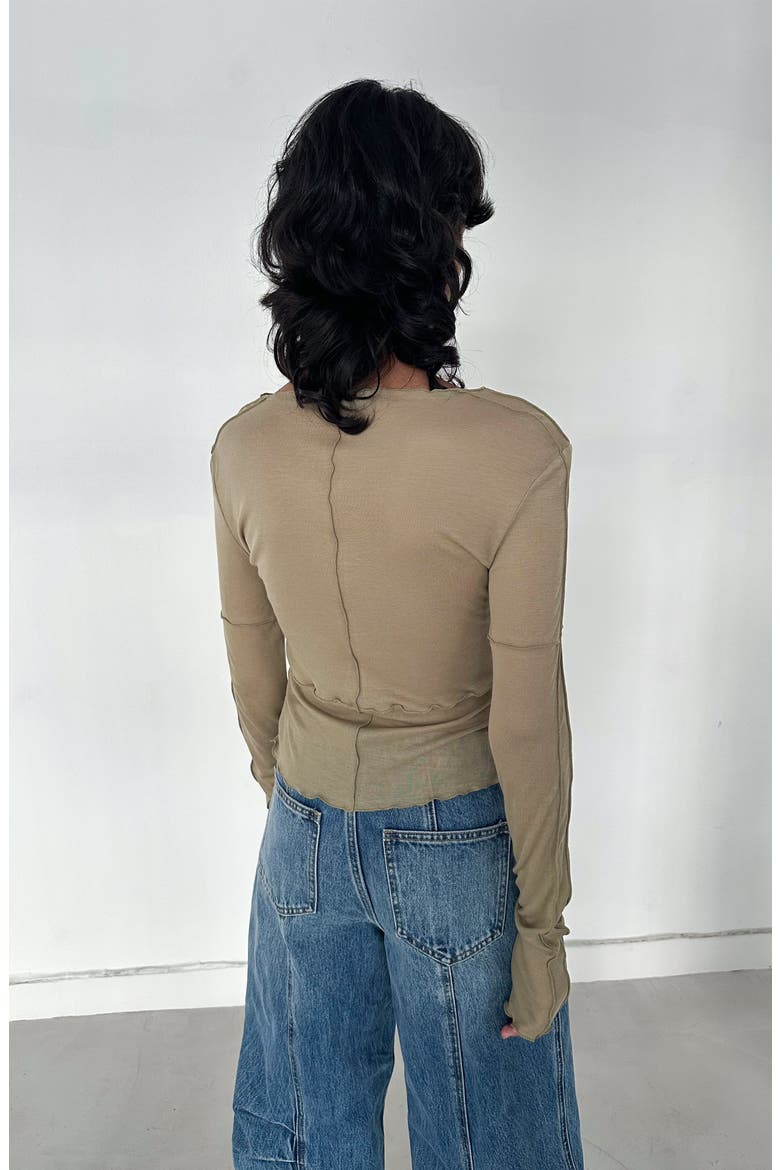 Lia Sheer Jersey Top, Alternate, color, Olive Green
