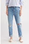 High Waist Raw Hem Slim Jeans