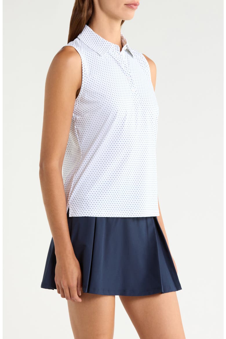 Geo 2 Silky Tech Performance Sleeveless Polo, Alternate, color, SNOW/ TWILIGHT