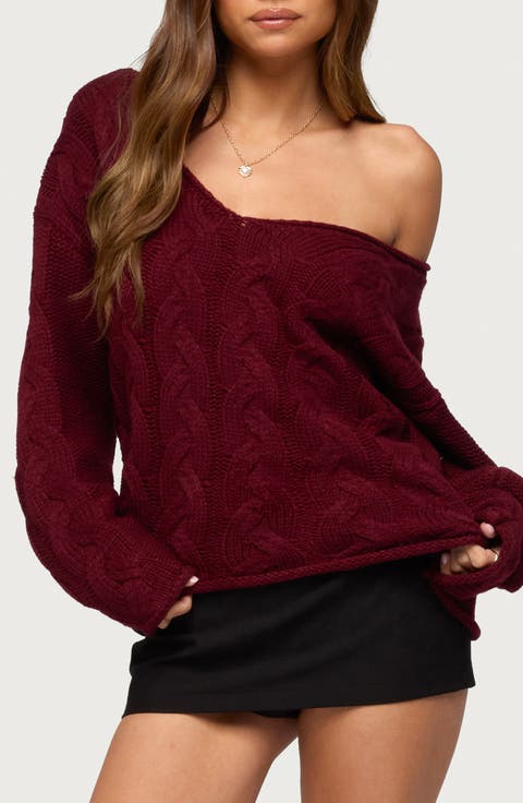 Inga Oversize V-Neck Cable Sweater