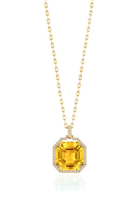 Gossip Asscher Cut Stone & Pavé Diamond Pendant Necklace