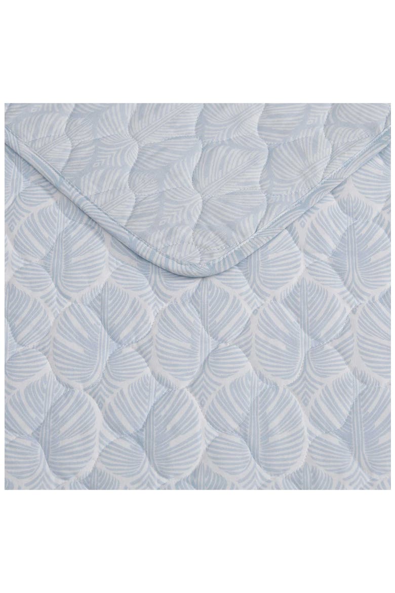 Line Palms Cotton Quilt & Sham Set, Alternate, color, WHITE/ BLUE MULTI