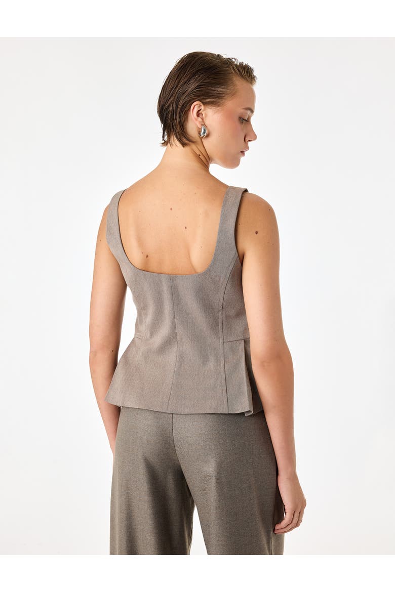 Square Neck Sleeveless Peplum Top With Front Button Closure, Alternate, color, ANTHRACITE