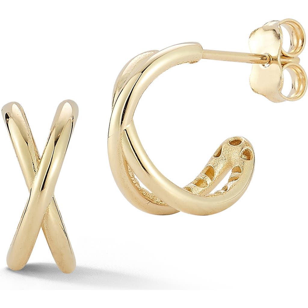 Ember Fine Jewelry 14k Yellow Gold X Huggie Hoop Earrings In Burgundy