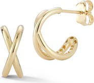 Ember Fine Jewelry <p>14K Gold X Hoop Earrings</p>