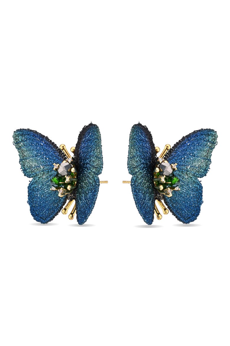 Take Flight Butterfly Stud Earrings, Alternate, color, BLUE