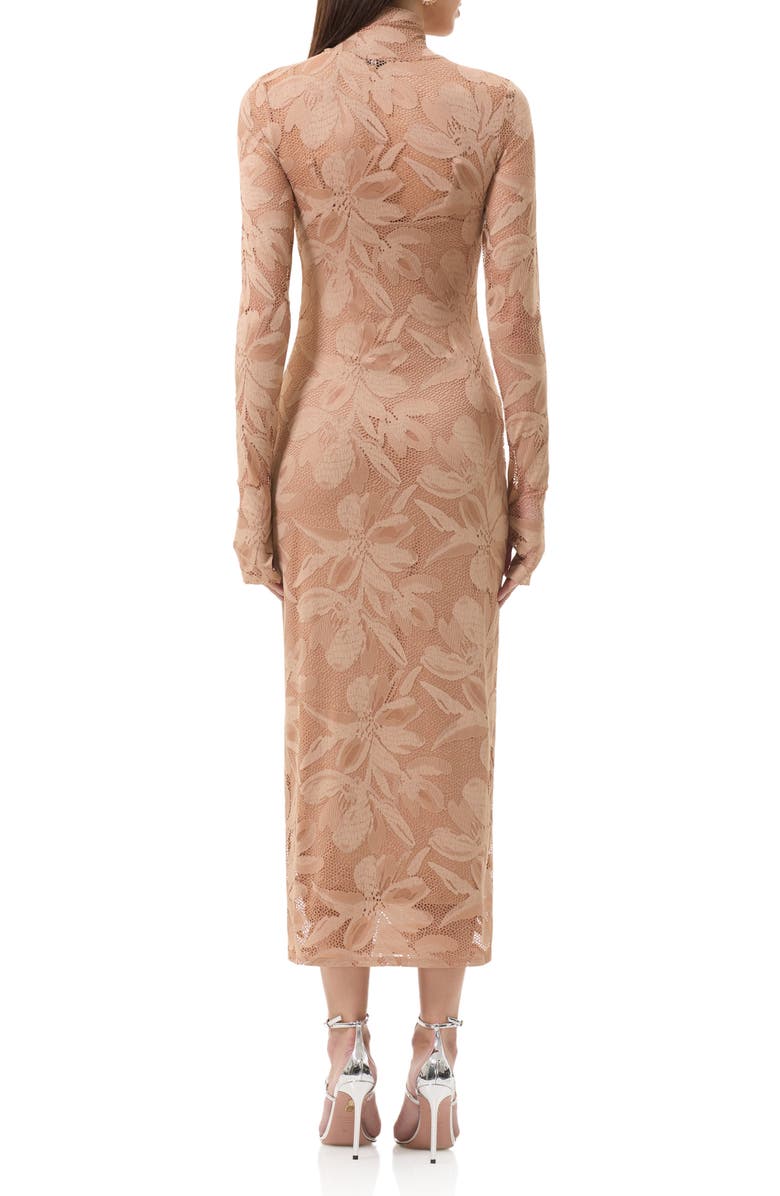 AFRM Shailene Floral Lace Long Sleeve Midi Dress, Alternate, color, Almond