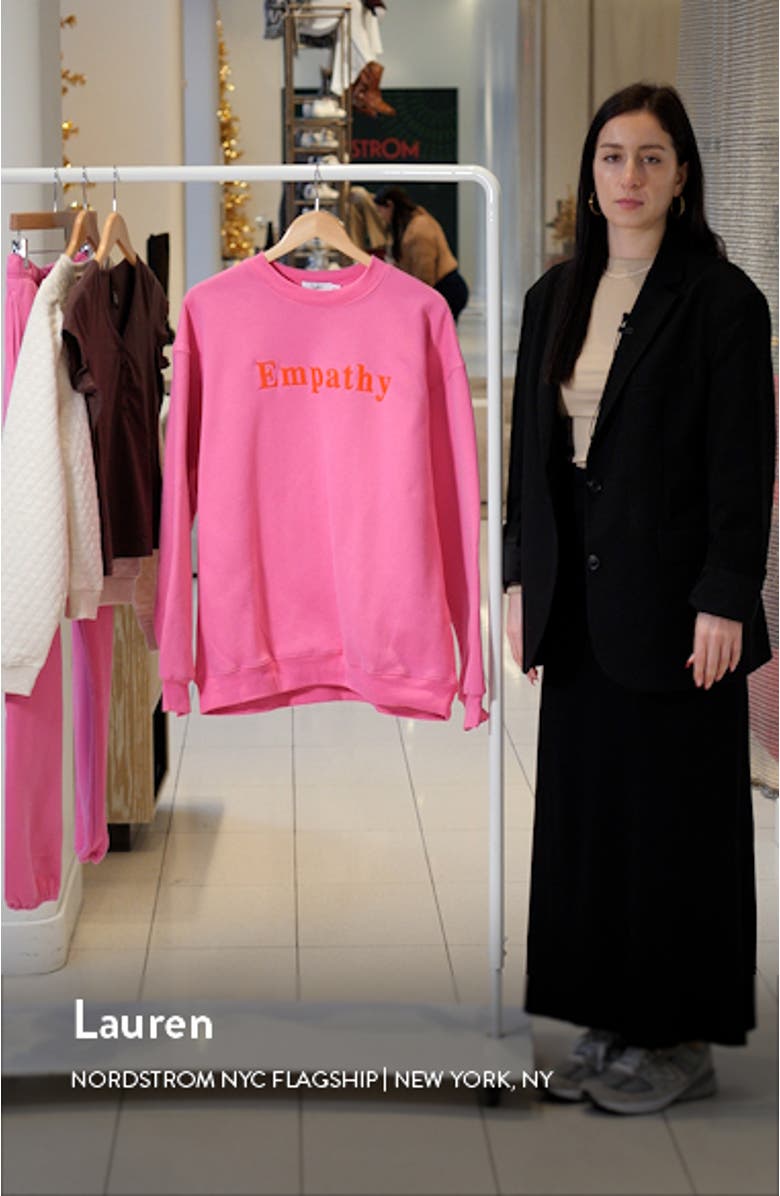 Empathy Always Embroidered Oversize Fleece Sweatshirt, sales video thumbnail