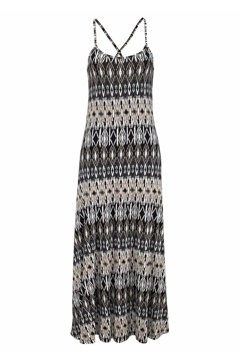 Crossed Strap Maxi Dress, Alternate, color, Black & Cream