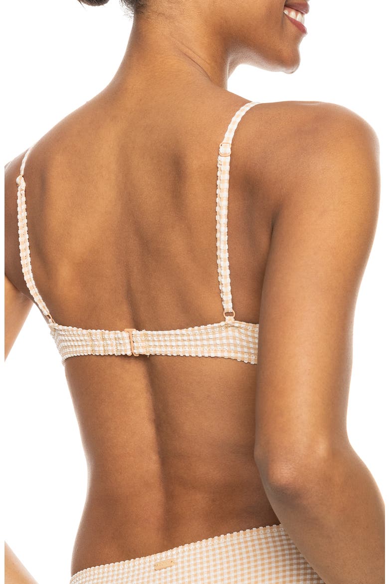 Gingham Bralette Bikini Top, Alternate, color, PORCINI