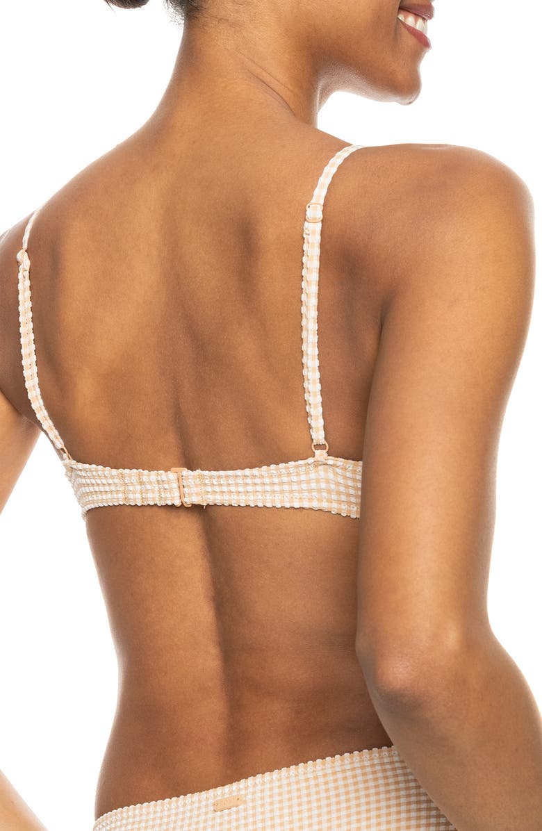 Roxy Gingham Bralette Bikini Top, Alternate, color, Porcini