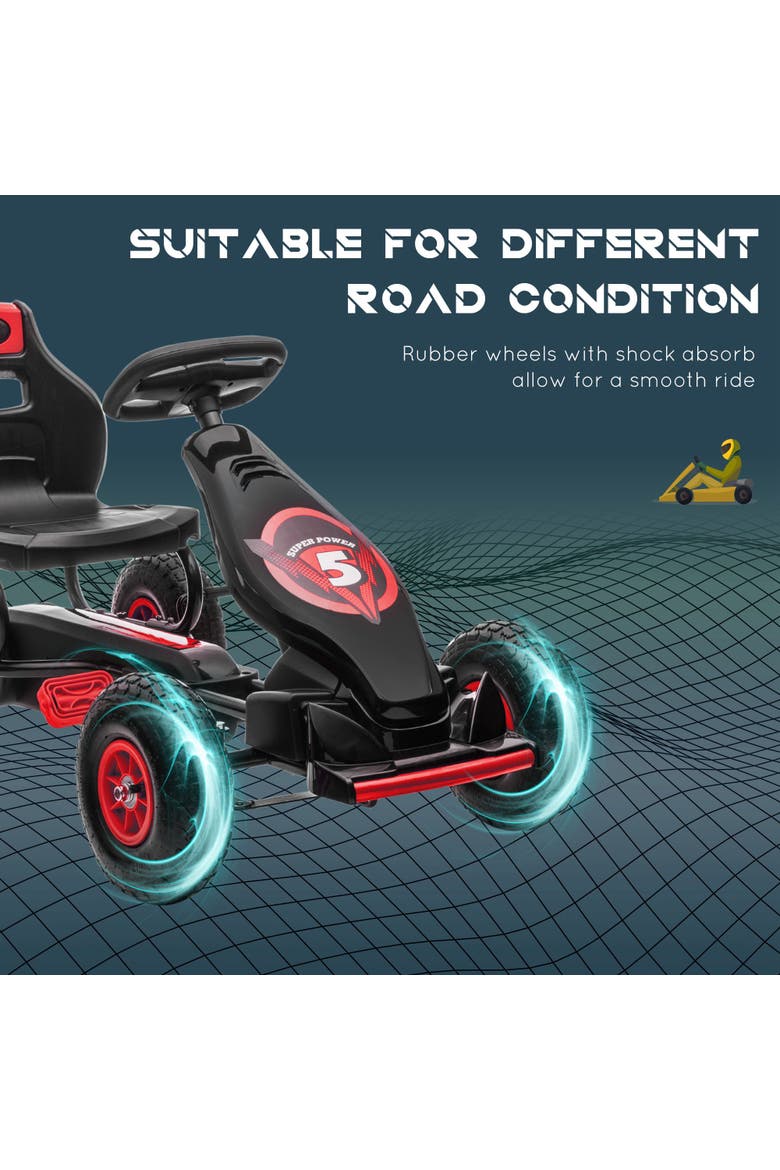 Ergonomic Pedal Go Kart with Wear-Resistant Tread, Alternate, color, Red