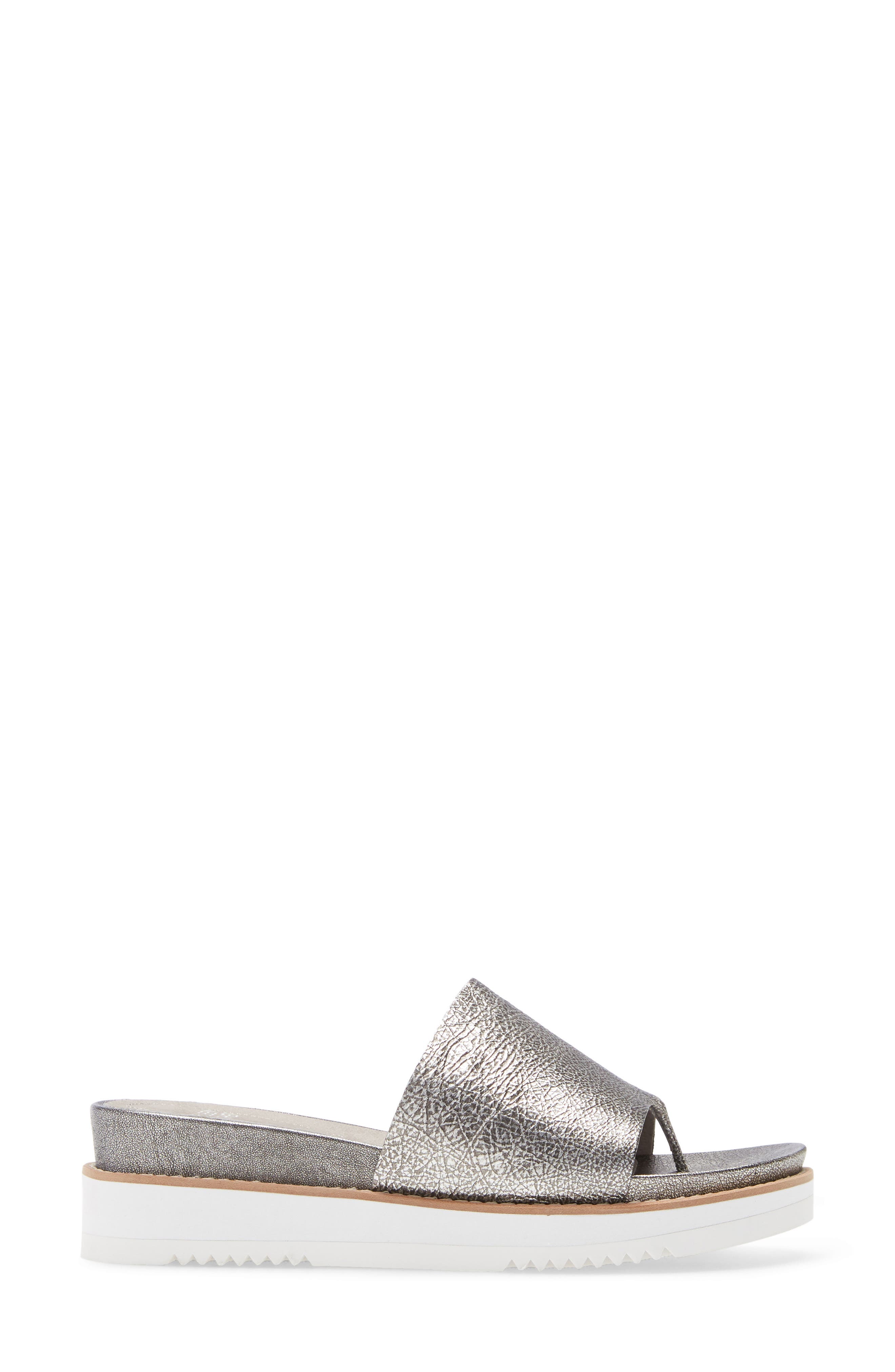 Touch Platform Sandal, Alternate, color, SILVER METALLIC LEATHER