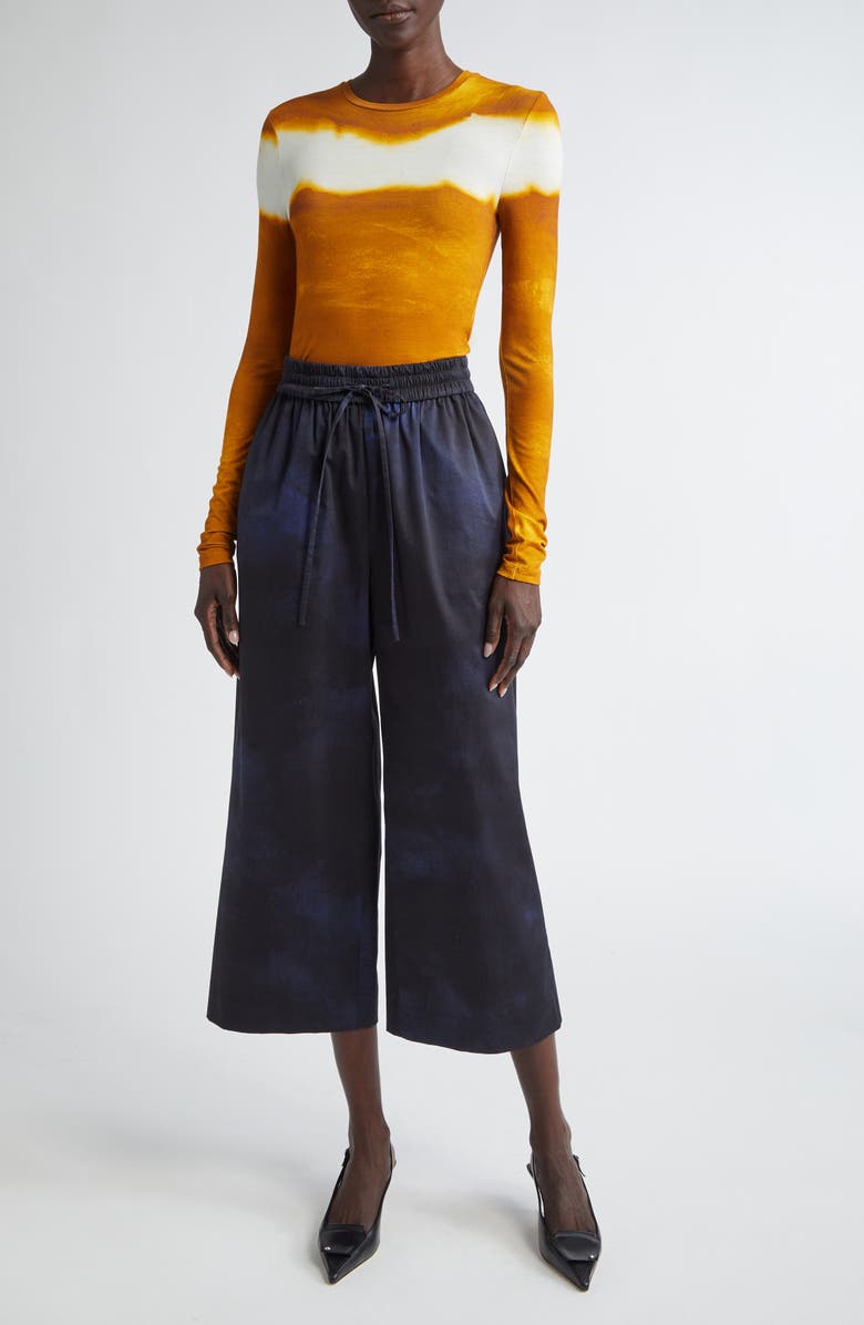 Jason Wu Collection Painted Stripe Long Sleeve Jersey Top, Alternate, color, Marigold / Calico