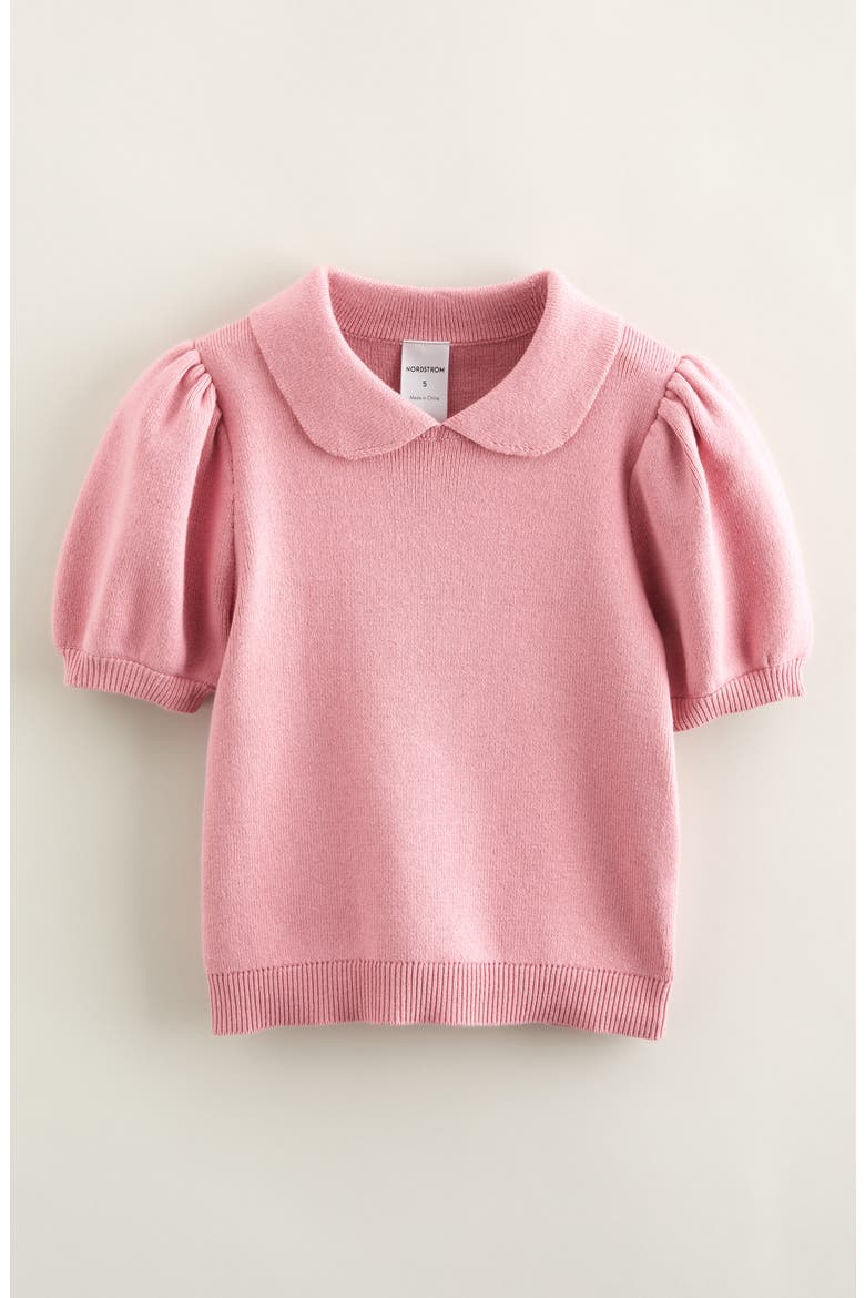 Kids' Puff Sleeve Sweater, Main, color, PINK PRINCE