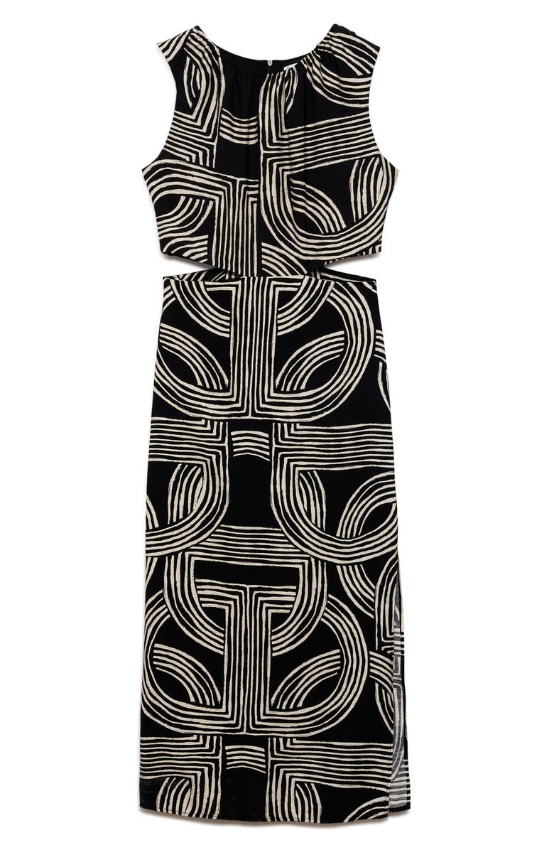 MANGO Print Cutout Sleeveless Midi Dress, Alternate, color, 