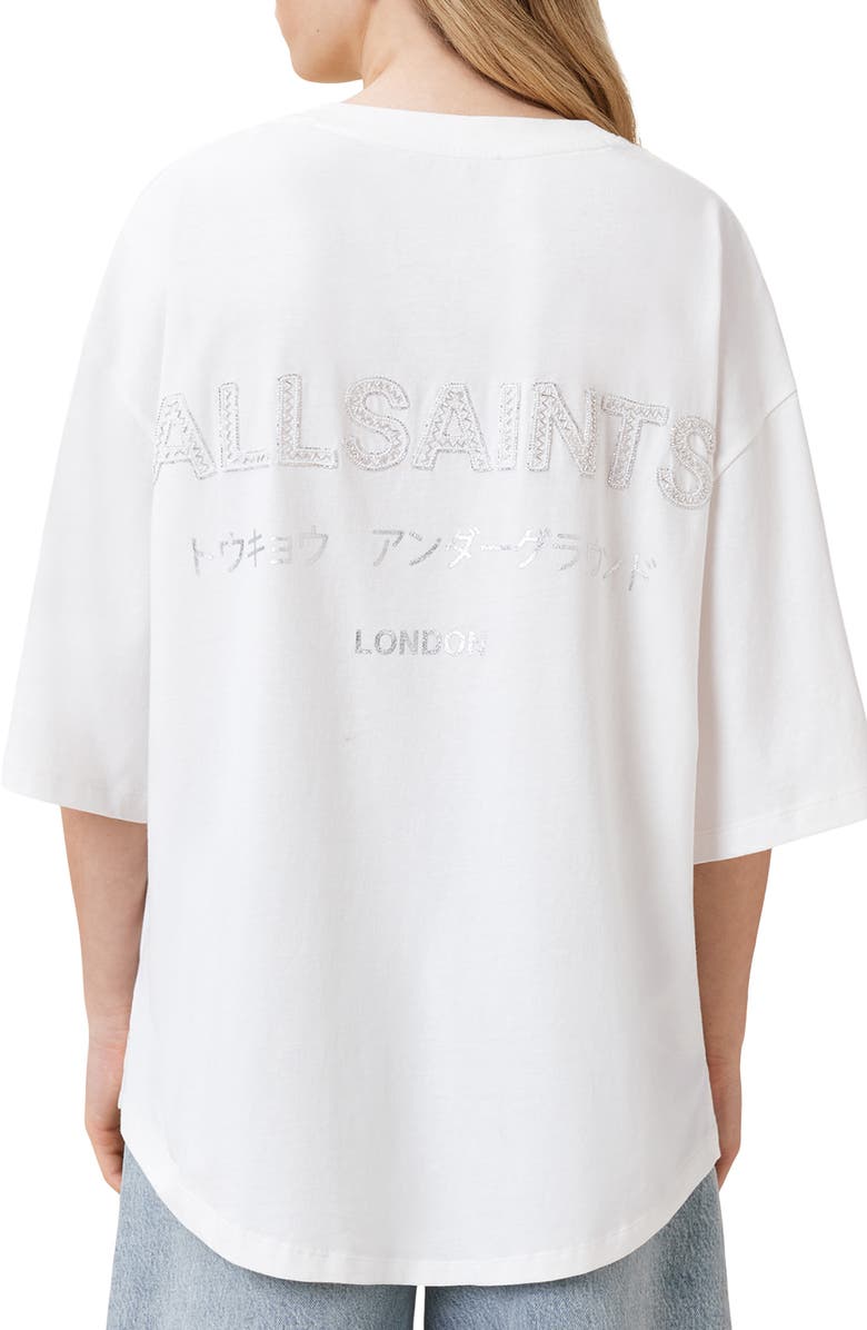 AllSaints Under Amelie Oversize Cotton Graphic T-Shirt, Alternate, color, White