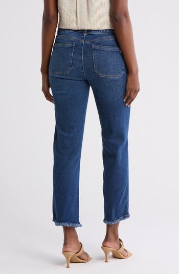 Diagonal Stitch Frayed Hem Jeans