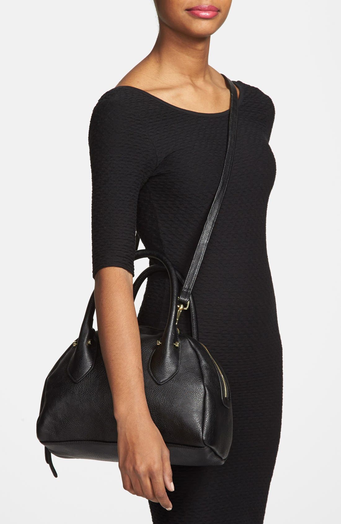 'Small Bella' Satchel, Alternate, color, BLACK