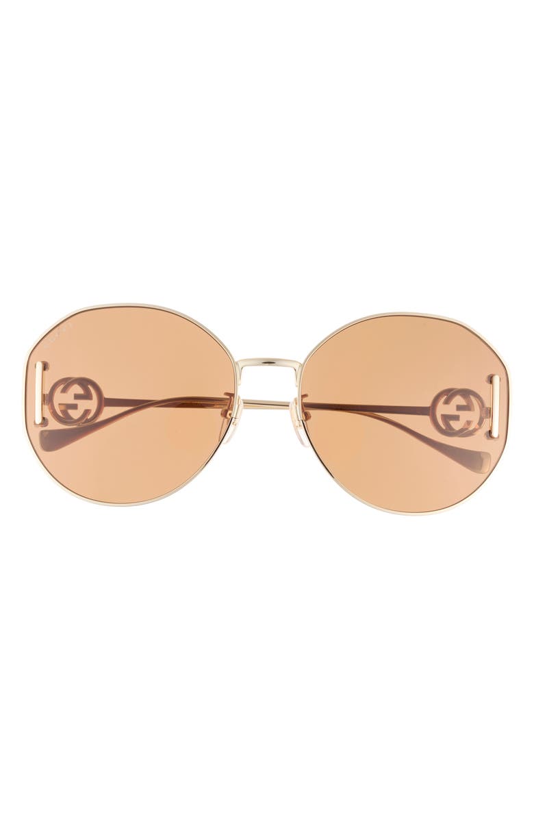 Gucci 63mm Round Sunglasses, Main, color,