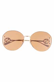 Gucci 63mm Round Sunglasses