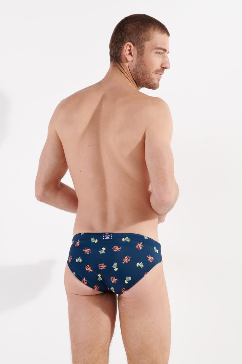 Beach Club Swim Mini Brief, Alternate, color, Navy Print
