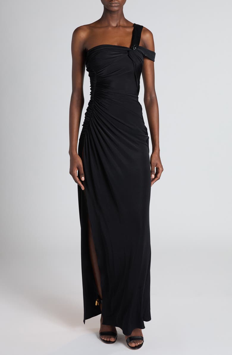 TOM FORD Sequin Strap Jersey Gown, Main, color, Black