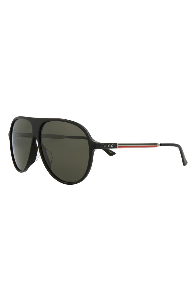 Gucci 61mm Aviator Sunglasses, Alternate, color, Black Ruthenium Grey