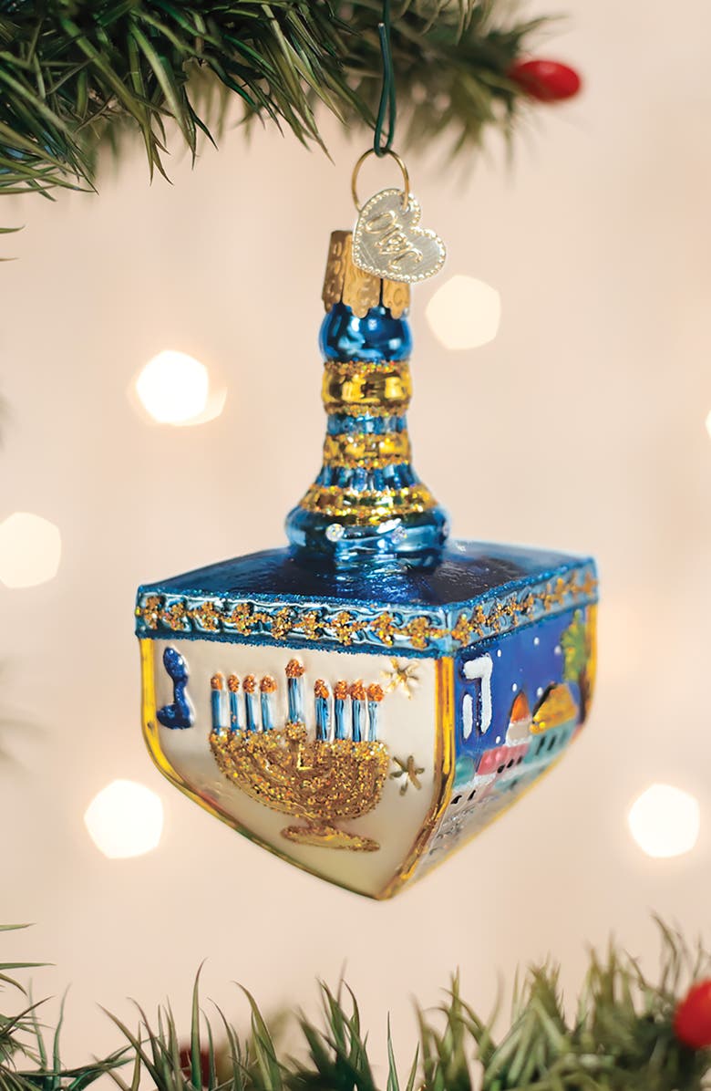 Old World Christmas Hanukkah Dreidel Ornament, Alternate, color, Blue/White/Gold