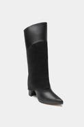 Dante Leather Tall Overlay Boots Vanilla