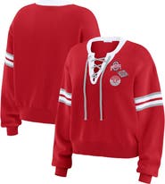 WEAR by Erin Andrews Women's WEAR by Erin Andrews Scarlet Ohio State Buckeyes Lace-Up Pullover Sweater