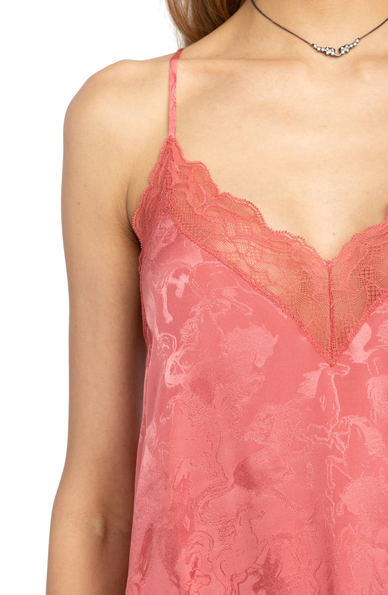 Zadig & Voltaire Risty Jacquard Silk Slipdress, Alternate, color, Tea Rose