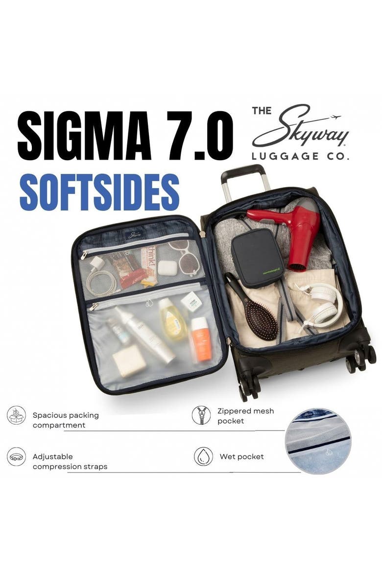 Sigma 7.0 Softside Expandable 24" Medium Checked Spinner Luggage, Alternate, color, Pine
