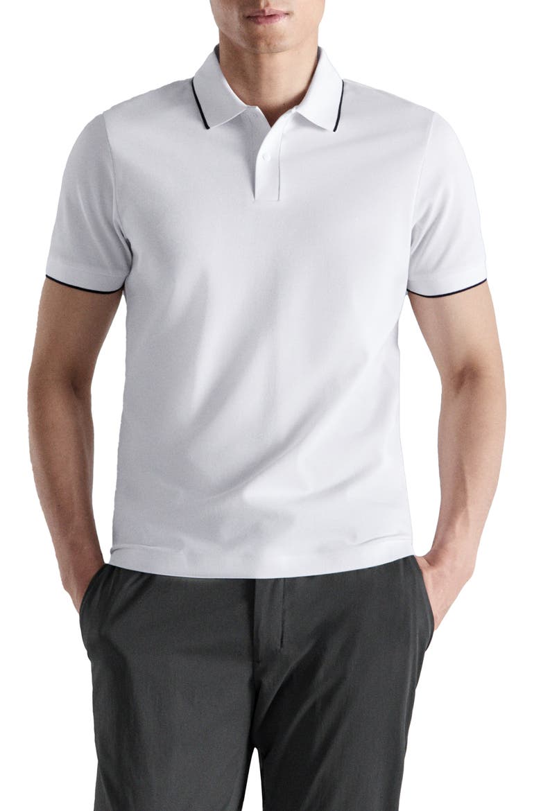 Comfort Stretch Tipped Piqué Polo, Main, color, WHITE