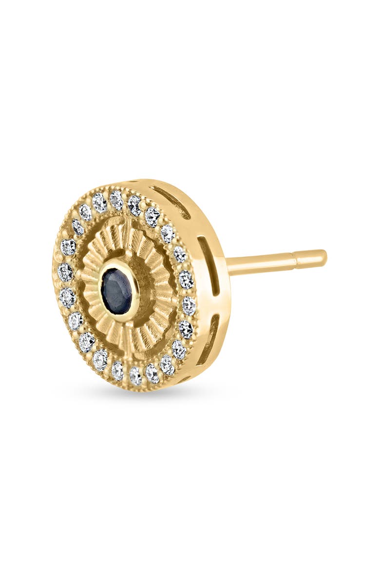 18K Gold El Mar Gemstone & Diamond Circle Stud Earrings (Online Trunk Show), Alternate, color, 18K YG/ DIAMOND/ SAPPHIRE