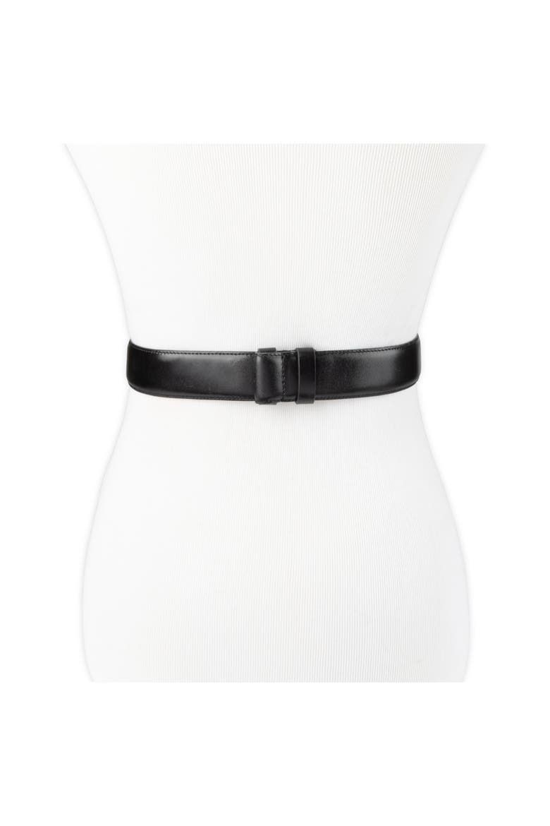 Horsebit Buckle Leather Belt, Alternate, color, BLACK