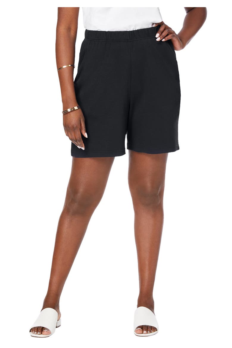 Soft Ease Cotton Knit Short, Main, color, BLACK