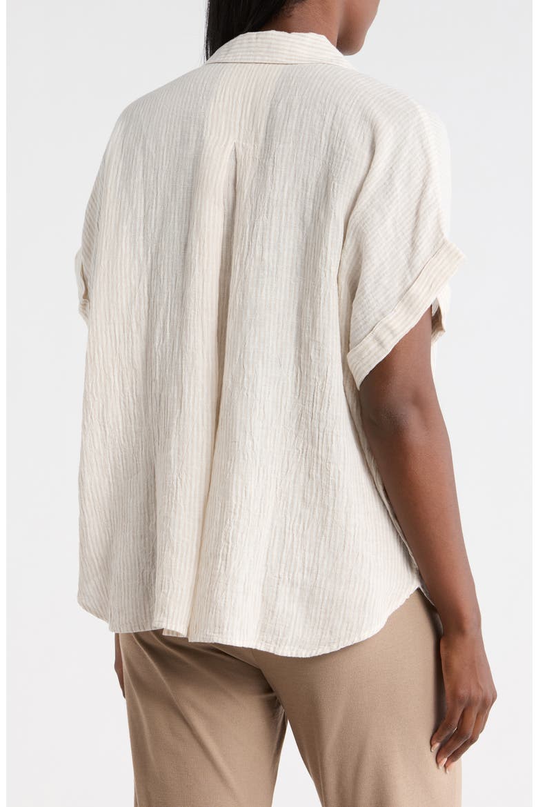 Notch Collar Organic Linen Top, Alternate, color, CHALK