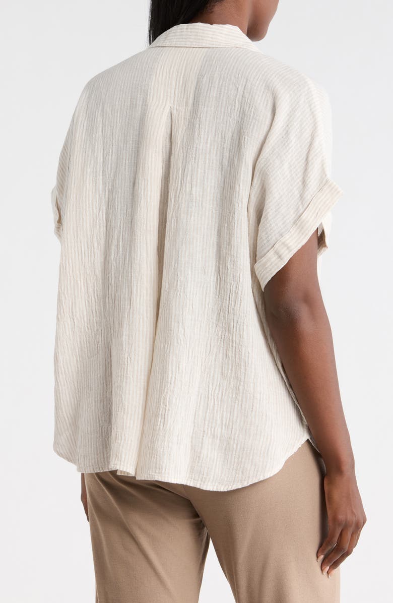 Eileen Fisher Notch Collar Organic Linen Top, Alternate, color, Chalk