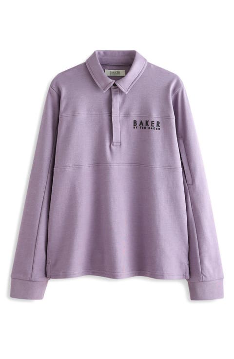 Kids' Long Sleeve Cotton Graphic Half Snap Polo (Little Kid)