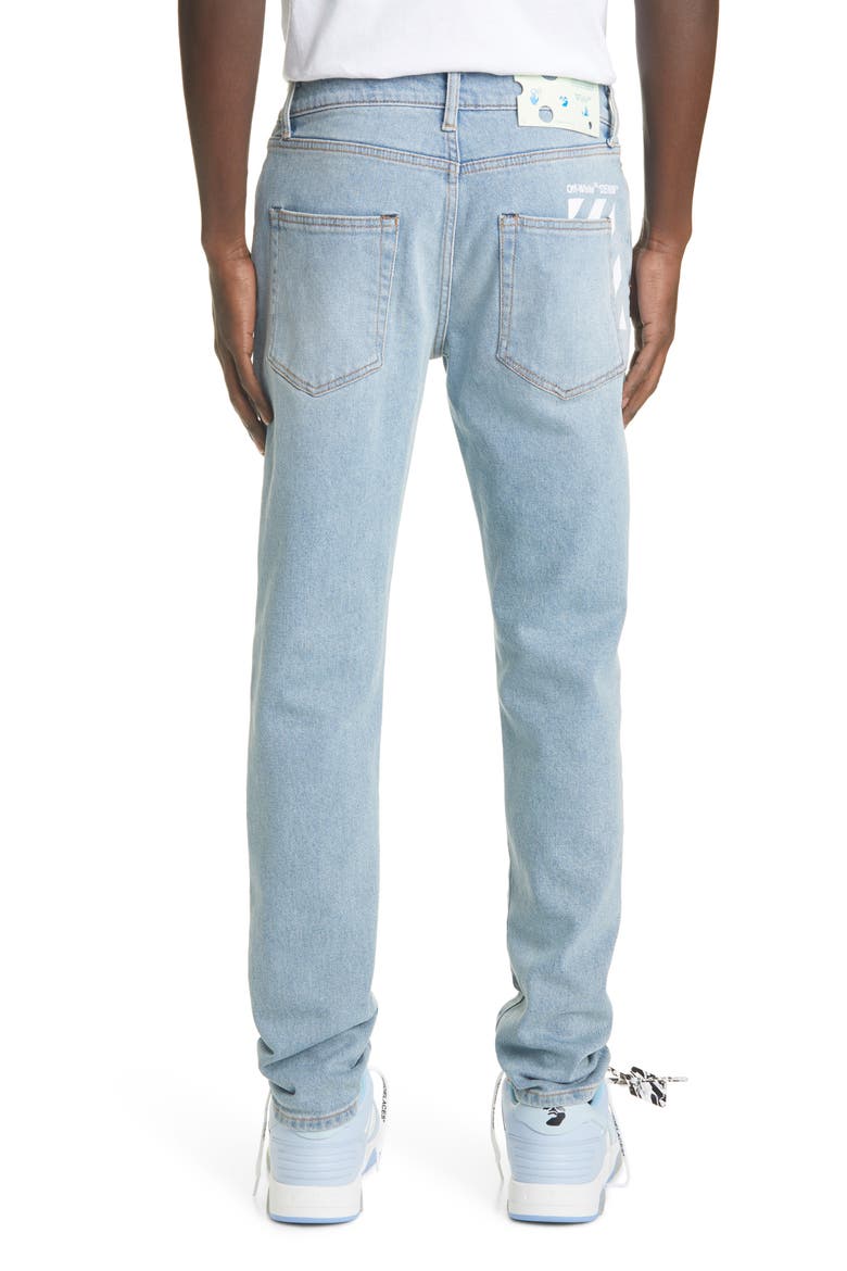 Logo Slim Fit Jeans, Alternate, color, BLEACH WHITE