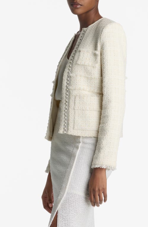 St John St. John Embellished Tweed Jacket In White